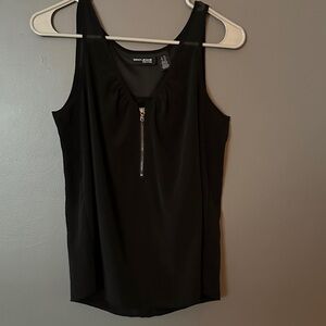 DKNY Black Tank Top with Front Zipper